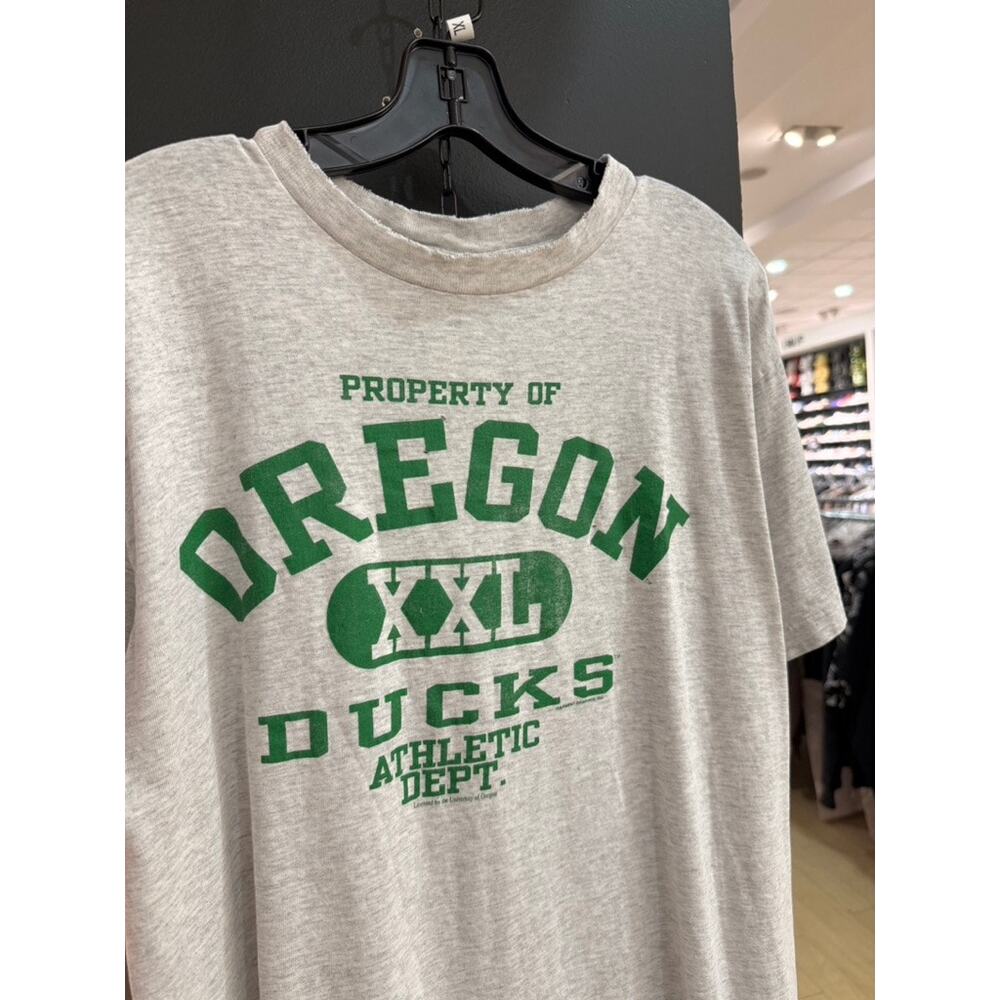 90s Property of Oregon Ducks Vintage Athletic Dept. University Tee Shirt Grey